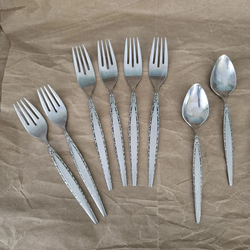 Oneida Community VENETIA Stainless Steel Burnished Finish‎ Flatware 15 Pieces